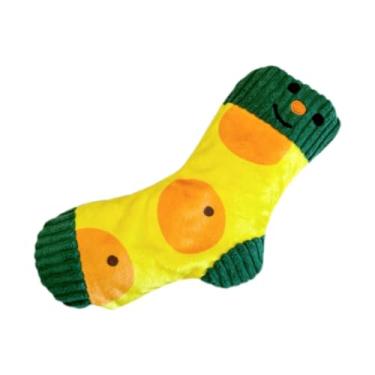 Imagem de Bothyi Brinquedo de pelúcia para cachorro, meias de pelúcia, presente de aniversário engraçado, esconde-esconde, desenho animado interativo, bichinhos de, Laranja