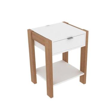 Imagem de Mesa de Cabeceira 41x54,5x35,5 cm Amêndoa/Branco Tecnomobili