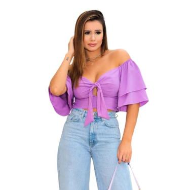 Imagem de Blusinha Cropped Feminina Ciganinha Manga Babados Fiorella 055 - Catar