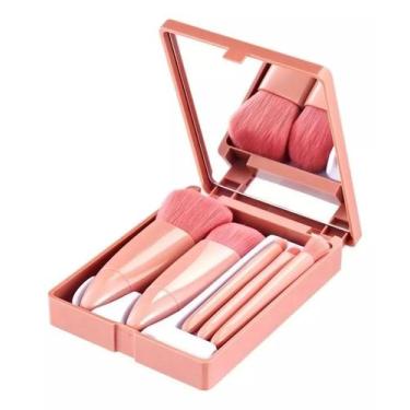 Imagem de kit pincel de maquiagem e espelho para bolsa - ateb makeup, Bege