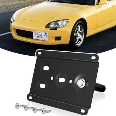 Imagem de Suporte para placa de licença Suporte frontal sem perfuração Gancho de reboque Moldura de placa de licença antirroubo compatível com Honda S2000 AP1 AP2, Honda FIT