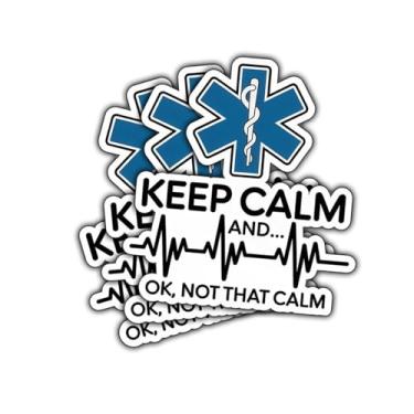 Imagem de 3 peças Keep Calm and Ok, Not That Calm Sticker, adesivo EMT EMS engraçado, motorista de ambulância, escola médica, presente de estudante de medicina, decoração para laptop, garrafa de água, carro de
