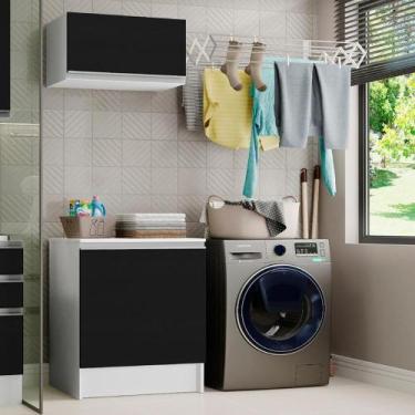 Imagem de Kit Área De 60 Cm Com Armário E Balcão Branco/preto - MADESA