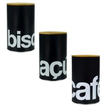 Imagem de Kit 3 Latas Metal Porta Mantimentos Açúcar Biscoito E Café - Wincy