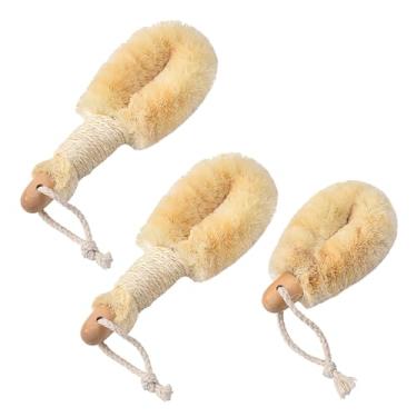 Imagem de UPTALY 3 escovas de sisal natural (23 cm + 15 cm), escova de esfregar, cabo de corda de madeira e juta, esfregão de pratos para garrafa, copo, panela, pote, copo, pia, utensílios de limpeza de cozinha