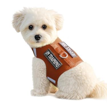 Imagem de Sunraymascota Peitoral para cachorros – Colete de malha macia refletivo ajustável fácil de colocar para cães pequenos com 2 adesivos (marrom carmelo, PP)