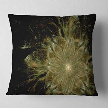 Imagem de Designart marrom claro simétrico flor fractal floral sala de estar, sofá, almofada de alta qualidade + capa de almofada impressa em ambos os lados 40 x 40 cm