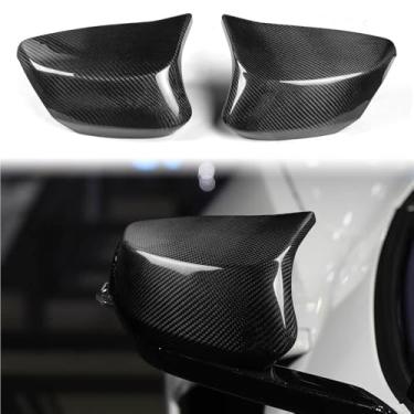 Imagem de 2 peças de espelhos laterais dianteiros dobráveis ​​elétricos em fibra de carbono real para carro, estilo buzina, esquerdo e direito, com acabamento compatível com Chevrolet Corvette C8