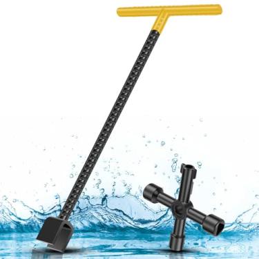 Imagem de Chave de medidor de água, 2 peças, ferramenta de desligamento de água de aço inclui chave de medidor de água com extremidade de caixa de 43 cm e 1 chave utilitária preta, ferramenta de desligamento de