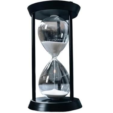 Imagem de Ampulheta De Vidro E Ferro Com Areia Decorativa 5 Minutos Timer (Preto)