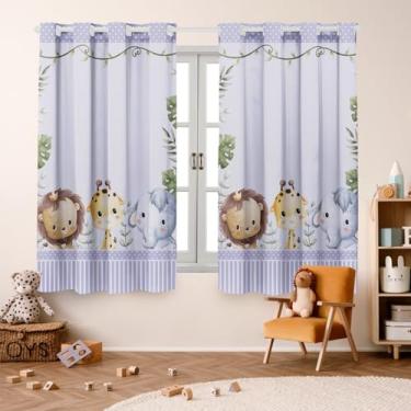 Imagem de Cortina Infantil Decorativa, 200x150cm, Poliéster Estampado, para Quarto e Sala, 2 Peças (SAFARI KIDS LILAS)