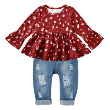 Imagem de Roupa de Natal para menina CARETOO Ruffle Shirt Jeans
