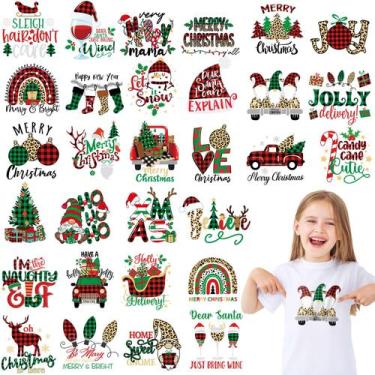 Imagem de Perthlin, 30 unidades de Christmas Iron On Transfers Heat Patches