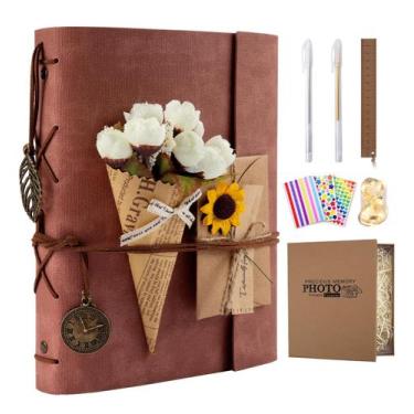 Imagem de Álbum de fotos: ALKALO, 10x18cm, couro, 100 páginas, álbum de recortes