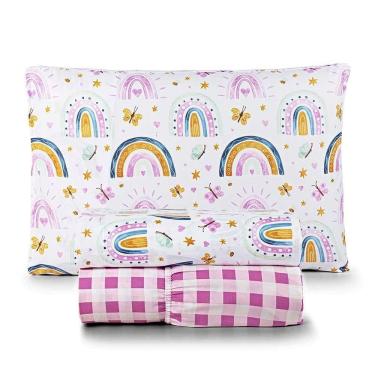 Imagem de Jogo De Lençol Joy Kids Solteiro 3 Peças Micropercal 200 Fios Infantil - Rainbow - 100% Poliéster