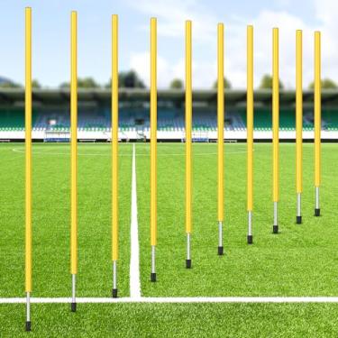 Imagem de Blulu 5 bastões de agilidade de treinamento, bastões ajustáveis de 1,5 m, bastões de treinamento de futebol, equipamento de agilidade para futebol esportivo, velocidade de futebol (amarelo)