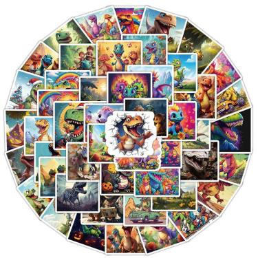 Imagem de Adesivos T-Rex Dinosaur, 50 unidades, decalque colorido em vinil grafite