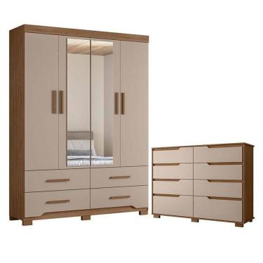 Imagem de Guarda Roupa Solteiro Miami E Cômoda Georgia Carvalho Fendi - Moval