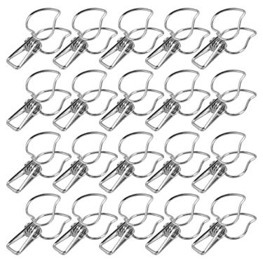 Imagem de Clipes de mola ocos fortes, clipes de pasta de metal multiuso para organizar documentos, certificados de roupas, material de ferro 3.5x1.7cm, 20 peças (Prata)