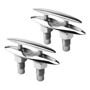 Imagem de METRAXION Chuteira para doca de barco 12,7 cm, gancho de convés de aço inoxidável 316, travas retráteis de corda retráteis com placa traseira e porcas de trava