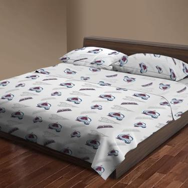 Imagem de Northwest Jogo de cama queen size Colorado Avalanche NHL oficialmente licenciado – Roupa de cama confortável com logotipos de times repetidos para fãs de hóquei, dormitórios e quartos espirituais de