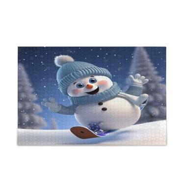 Imagem de WELLDAY Quebra-cabeça 3D boneco de neve 500 peças grande jogo de arte para adultos adolescentes