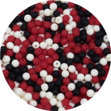 Imagem de 700 peças 6 mm contas de acrílico fosco redondas para artesanato contas espaçadoras com orifício para pulseira faça você mesmo, colar, brincos, chaveiro, joias, suprimentos artesanais, preto fosco