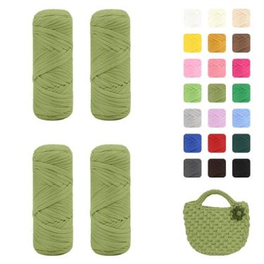 Imagem de Maxee Pacote com 4 fios de camiseta premium (200 g/75 m cada), fio de fita macia para crochê e tricô - cor intensiva e fácil de cuidar