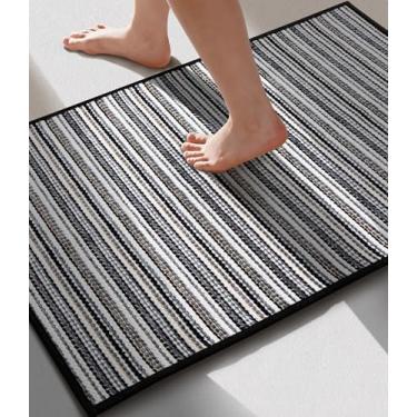 Imagem de YIHOUSE Tapetes de banho antiderrapantes para banheiro 43 x 61 cm, tapetes absorventes de secagem rápida, lavatória, cozinha, (branco, 43 x 61 cm)