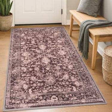 Imagem de KILOCOCO Tapete de entrada 7 x 12 cm, lavável, estampado, vintage, floral, borracha, antiderrapante, tapetes de cozinha para sala de estar, lavanderia, sala de jogos, mudroom, tapetes marroquinos