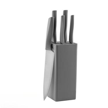 Imagem de Jogo 6 Peças Facas Inox com Porta Facas de Cozinha – Organizador de Facas Suporte Quadrado, Ideal para Preparo de Alimentos Doméstico