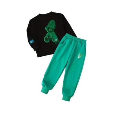 Imagem de Conjunto De Moletom Com Bordado De Urso Cartoon Para Meninos E Meninas