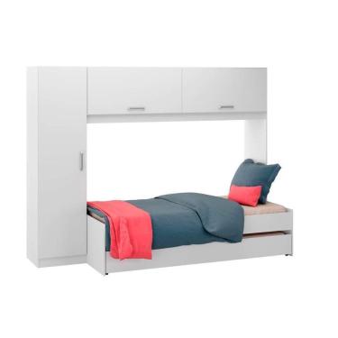 Imagem de Guarda Roupa Solteiro Aéreo C/ Bicama 2691 Branco - Multimóveis
