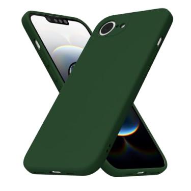 Imagem de uvcoat Capa de silicone para iPhone 16e, capa fina de gel de borracha macia para mulheres e meninas, linda capa de telefone TPU fosco com proteção total da câmera, design simples minimalista, verde