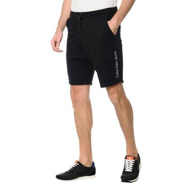 Imagem de Bermuda Calvin Klein Jeans Moletom Lateral Logo Preta-Masculino