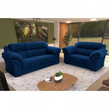 Imagem de Conjunto Sofá Windsor Velut Azul 3 E 2 Lugares 2,04m E 1,59m - King House