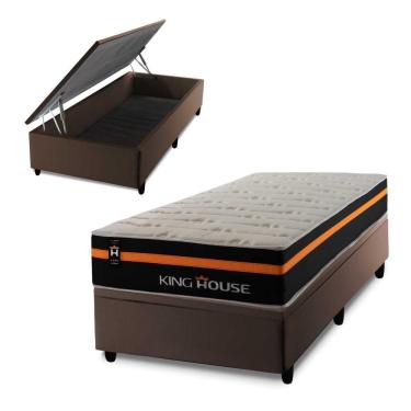 Imagem de Cama Box Baú Sirius 96x203 com Molas Ensacadas King House