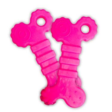 Imagem de 2x Mordedor Pet Osso Cor Rosa FAMAPET