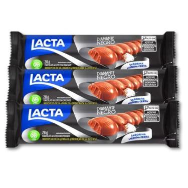 Imagem de Chocolate Diamante Negro Lacta Kit 3 Barrinhas 28g