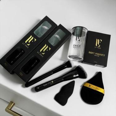 Imagem de Kit LF Pro 4 Itens Maquiagem Profissional: Pincéis F01 C02 + Esponjas 