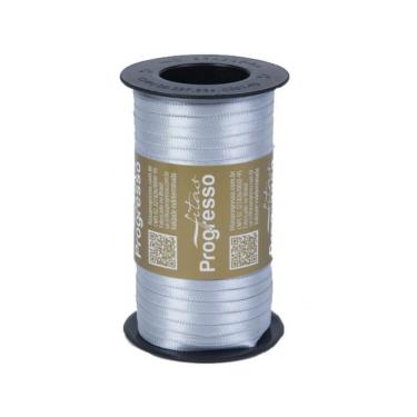 Imagem de Fita De Cetim Progresso 7Mm Com 100 Metros Prata