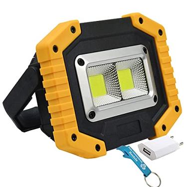 Imagem de Refletor LED 30W Portátil Recarregável LED COB IP65 Amarelo + Chaveiro CBRN18024