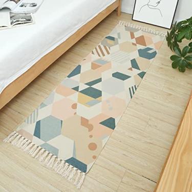 Imagem de youyoucool Tapete de corredor de cozinha, tapete de corredor de fazenda com borlas, tapete tribal lavável para pia de cozinha/sala de estar/quarto 61 x 140 cm