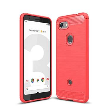 Imagem de YUNCHAO Caixa de telefone Textura escovada Caixa TPU à prova de choque de fibra de carbono para Google Pixel 3 Lite capa para celular