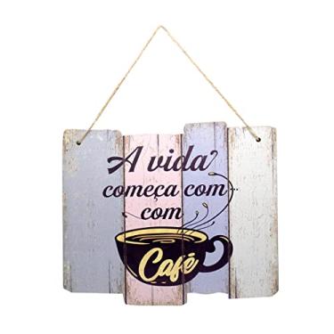 Imagem de Quadro Decorativo de Madeira A Vida Começa com Café 25,5x30x1,5 cm - D'Rossi