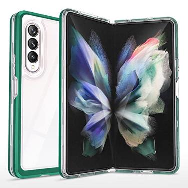Imagem de Capa traseira rígida transparente para Samsung Z Fold 4 para Samsung Z Fold 4 à prova de choque dobrável para fold4 w22, verde, para Z Fold 4