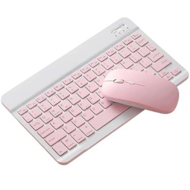 Imagem de Teclado e Mouse Sem Fio Mini Portátil Rosa, 10 Polegadas, Jogo de Teclado e Mouse para PC, Notebook e Laptop