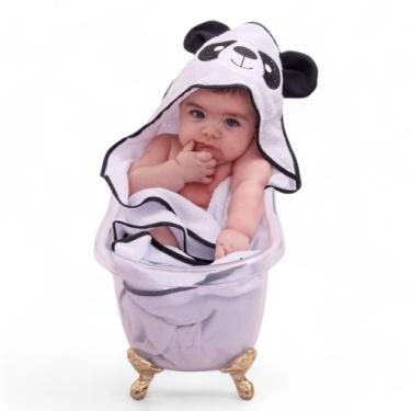 Imagem de Toalha de Banho Bordada com Capuz para Bebê - AVM Enxovais, Panda