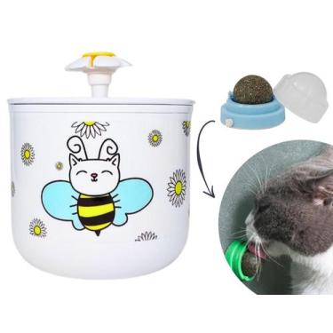 Imagem de Bebedouro Para Gato Modelo Flor + Brinquedo Interativo com Catnip - DM