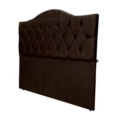 Imagem de Cabeceira De Cama Casal Capitone Provençal Suede Marrom 120 Cm Altura 